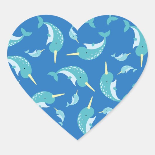 Narwhal-Baby shower Hart Sticker (Voorkant)