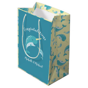 Narwhal-Baby shower Medium Cadeauzakje