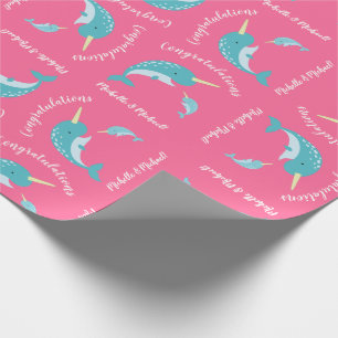 Narwhal Baby shower Pink Girl Cadeaupapier