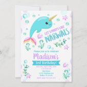 Narwhal Birthday Invitation Fête Magique (Devant)