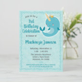 Narwhal Birthday Invitation Unicorn Whale (Debout devant)