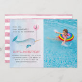 Narwhal Birthday Party Invitation (Voorkant / Achterkant)