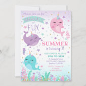 Narwhal Birthday Uitnodiging (Voorkant)