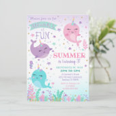 Narwhal Birthday Uitnodiging (Staand voorkant)