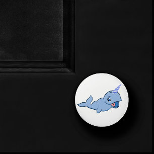 Narwhal Blue   Schattige Baby Kawaii Ocean Room Keramische Knop