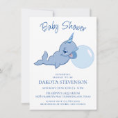 Narwhal Blue | Schattige Bubble Gum Baby Kawaii Kaart (Voorkant)