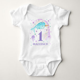 Narwhal Bodysuit gepersonaliseerd meisje Narwhal B