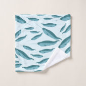 Narwhal dans le Motif de l'océan bleu (Gant de toilette)
