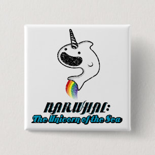 Narwhal:De Unicorn van het Zee Vierkante Button 5,1 Cm