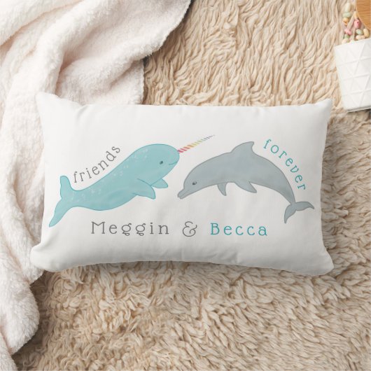 Narwhal Dolphin Friends Forever Pillow Kussen (Deken)