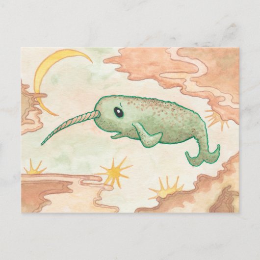 Narwhal en Moon Briefkaart (Voorkant)