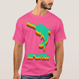 Narwhal Funny Humor Retro Groen Sinaasappel T-shirt