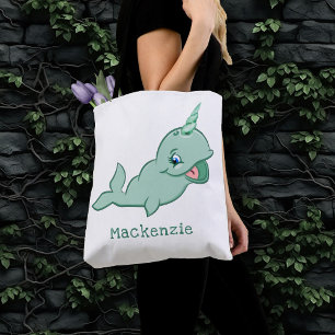 Narwhal Green   Cute Chibi Cartoon Baby Draagtas