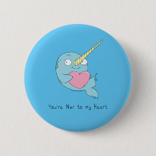 Narwhal Hugging Heart Valentijn Day Button Pin