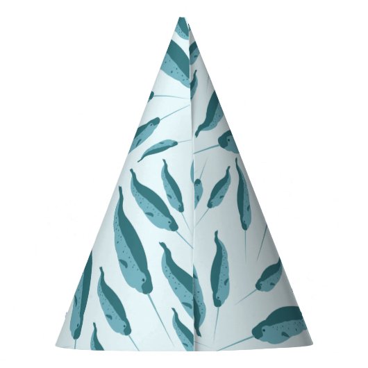 Narwhal in Blue Ocean Pattern Feesthoedjes (Achterkant)