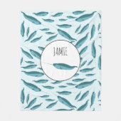 Narwhal in Blue Ocean Pattern Fleece Deken (Voorkant)