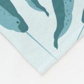 Narwhal in Blue Ocean Pattern Fleece Deken (Hoek)
