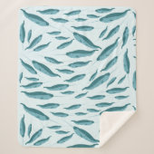 Narwhal in Blue Ocean Pattern Sherpa Deken (Voorkant)