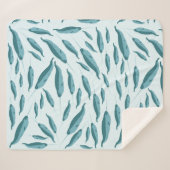 Narwhal in Blue Ocean Pattern Sherpa Deken (Voorkant (horizontaal))