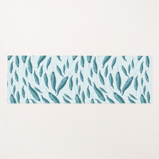 Narwhal in Blue Ocean Pattern Yogamat (Voorkant (horizontaal))