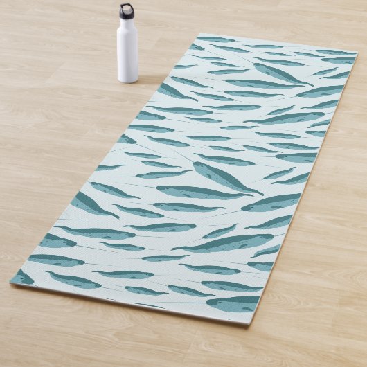 Narwhal in Blue Ocean Pattern Yogamat (In situ)