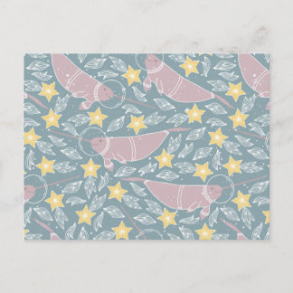 Narwhal in Space Pattern Briefkaart