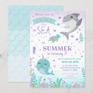 Narwhal Invitation - Shark and Narwhal Invitation Kaart