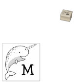 Narwhal Kind Leuke Walvis Monogram Initiaal Rubberstempel (Gestempeld)