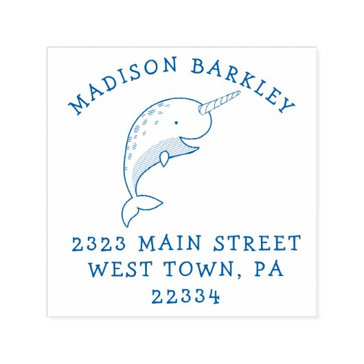 Narwhal Kind Leuke walvis retour adres stempel (Design)
