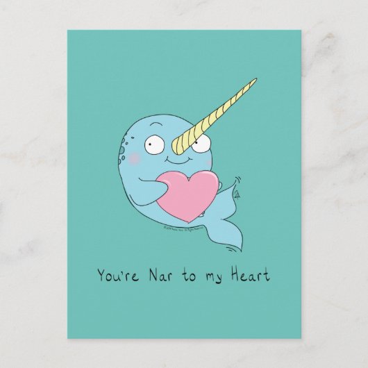 Narwhal met Briefkaart van de hartliefde (Voorkant)