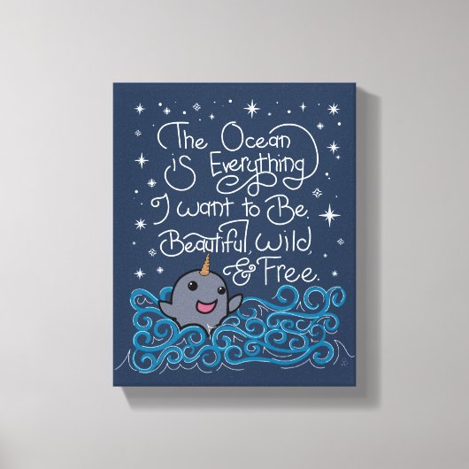 Narwhal Ocean Quote Canvas Afdruk (Voorkant)