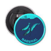 Narwhal onder het ijs button flesopener (Voorkant)
