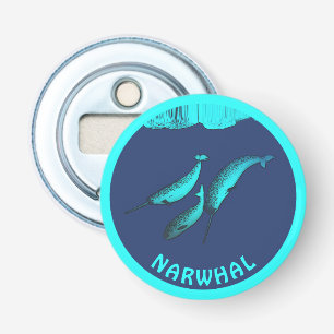 Narwhal onder het ijs button flesopener