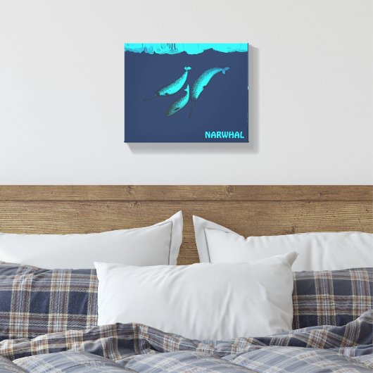 Narwhal onder het ijs canvas afdruk (Insitu (Slaapkamer))