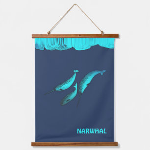Narwhal onder het ijs hangend wandkleed