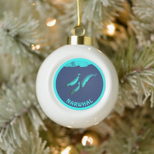 Narwhal onder het ijs keramische bal ornament (Boom)