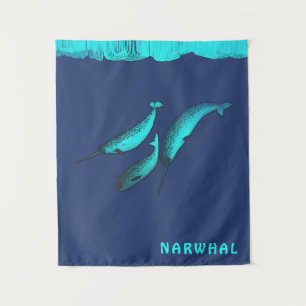 Narwhal onder het ijs wandkleed