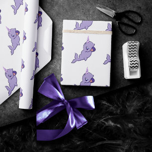 Narwhal Paars Lila Unicorn van de Magische Zee Cadeaupapier
