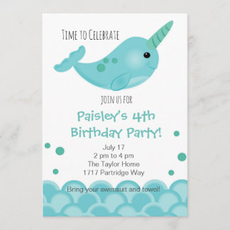 Narwhal Party Invitation Kaart