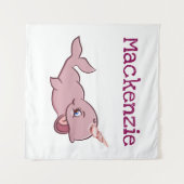 Narwhal Pink | Cartoon Girly Kawaii Chibi - Custom Wandkleed (Voorkant (horizontaal))