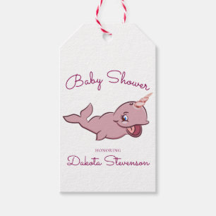 Narwhal Pink Dierlijke Kawaii Chibi Cartoon Show Cadeaulabel