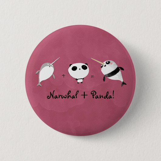Narwhal plus Panda! Ronde Button 5,7 Cm (Voorkant)