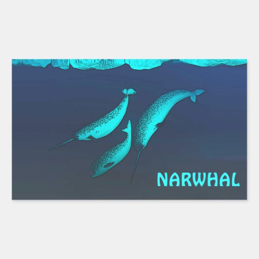 Narwhal Rechthoekige Sticker (Voorkant)