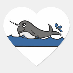 Narwhal Splash Hart Sticker