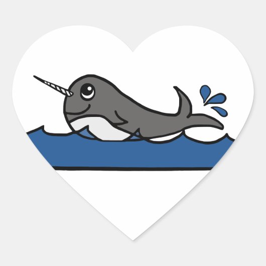 Narwhal Splash Hart Sticker (Voorkant)