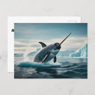 Narwhal springt uit het water briefkaart