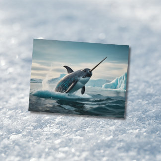 Narwhal springt uit het water briefkaart