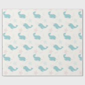 Narwhal & Starfish Patroon Wit Cadeaupapier (Vlak)