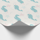 Narwhal & Starfish Patroon Wit Cadeaupapier (Hoek)