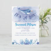 Narwhal Under the Sea Baby shower Invitation (Debout devant)